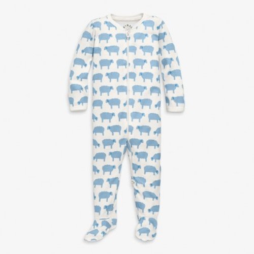 Primary Baby Organic Zip Footie in Stream Sheep Size 3-6 Months