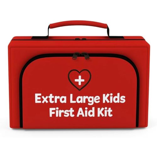 Portable First Aid Kit for Kids with CPR Shield - Ideal for Home, Car, School, Camping, and as a Travel First aid kit. Latex-Free Bandages – Children First Aid Guide by The Life Safety Pro