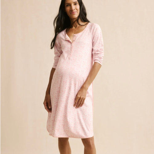 LAKE | Women | Pima Cotton Pajamas | English Rose Garden Floral Maternity Long Sleeve Nightgown