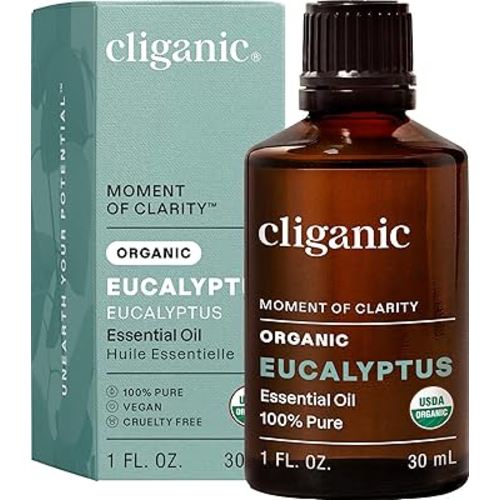Cliganic Organic Eucalyptus Essential Oil, 100% Pure | Natural Aromatherapy Oil for Diffuser Steam Distilled | Non-GMO Verified (Packaging May Vary)