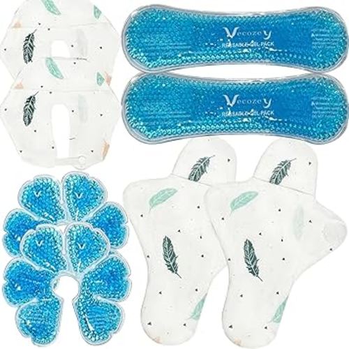 Perineal Ice Packs & Breast Therapy Gel Packs Set with Soft Washable Covers for Engorgement, Mastitis, Hemorrhoids & After Birth Discomfort, Postpartum Recovery Kit with 4 Reusable Ice Packs