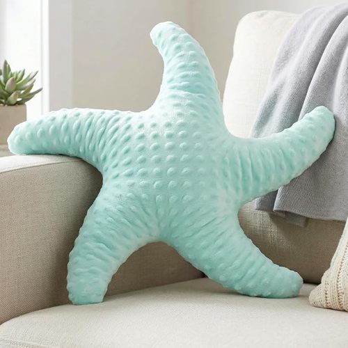 XIAIJIA Starfish Pillow,Coastal Beach Throw Pillows, Aqua, 19.68 Inch | Decorative pillows, nautical pillows, starfish pillows, beach pillows, beach themed room decor for bed, bedroom, sofa, couch