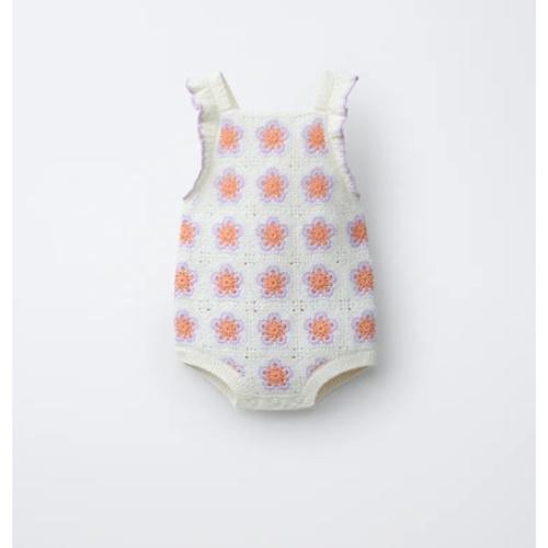 CROCHETED FLOWER KNIT ROMPER - Ecru | ZARA United States