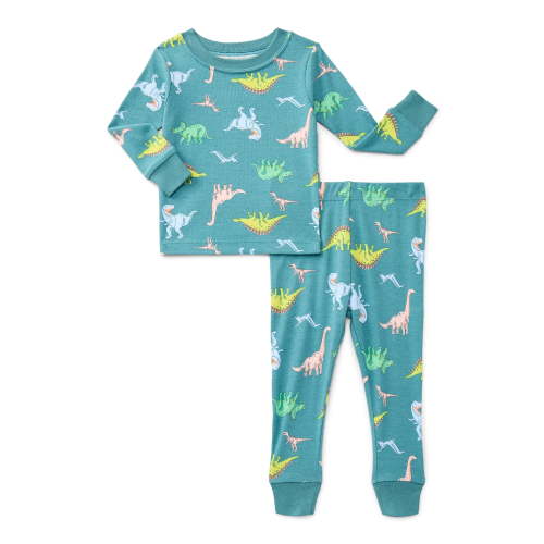 Wonder Nation Toddler Boys or Girls Snug-Fit Cotton Long-Sleeve Top and Pants Pajama Set, 2-Piece, Sizes 12M-5T