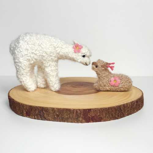 Alpaca Mama and Baby Figurines Mothers Day Birthday Gift for Mom Needle Felted Keepsake