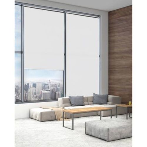 37.25"x72" Lumi Home Furnishings Blackout Tear-to-Fit Vinyl Roller Window Shade White: Indoor Wall Mount Blinds