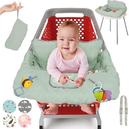 PILLANI Shopping Cart Seat for Baby, High Chair Cover for Restaurant Seat - Grocery Cart Cover for Baby Girl and Boy, Comfortable Cotton Buggy Covers for Babies - Padded Baby Shopping Cart Seat