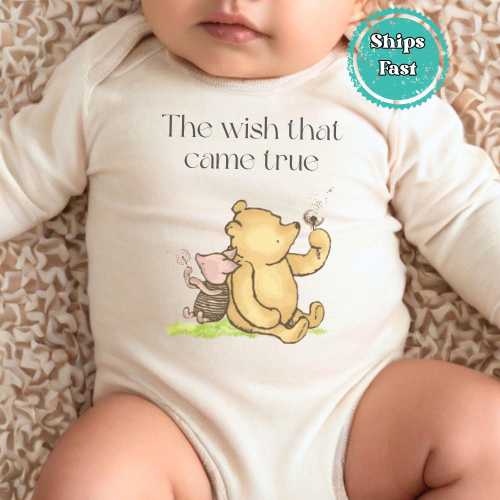 The Wish That Came True 1926 Vintage Bear Baby Bodysuit - IVF Baby Announcement bodysuit, IVF Baby Announcement Bodysuit,