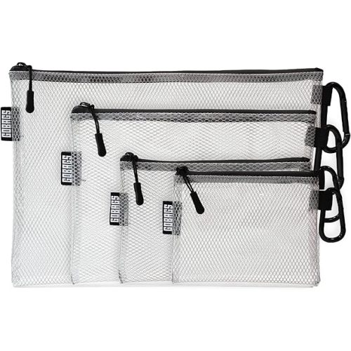 GOBAGS Air Production Multi‑Size Clear Zipper Pouch (4‑Pack) – Cable Organizer & Travel Gear Bag for Electronics, Camera Accessories, Tool Pouch & Small Tech Storage