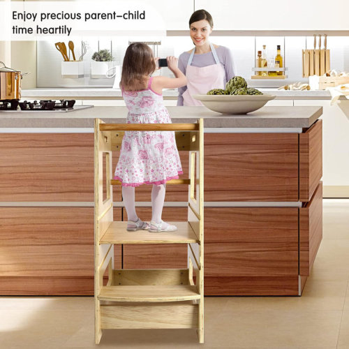 Harriet Bee Kids Toddler Kitchen Tower Helper Step Stool Adjustable & Reviews | Wayfair
