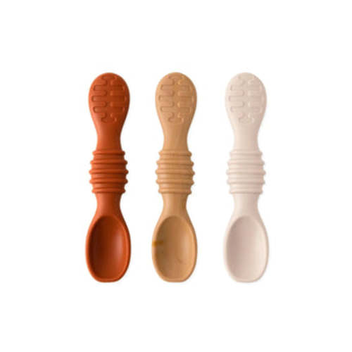 2-in-1 Silicone Baby Feeding Spoon Trio in Rocky Road | Bumkins