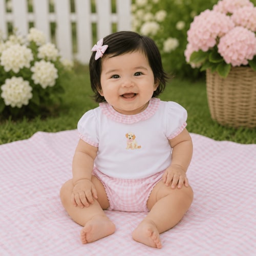 Baby Girl Ruffle Diaper Cover Set - Pink - Sweet Golden - Pima Cotton – Magnolia Baby