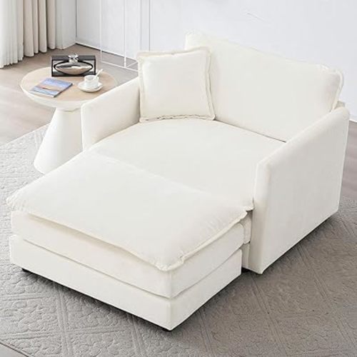 KIVENJAJA 41.4" Oversized Sofa Chair with Ottoman, Single Chaise, Beige