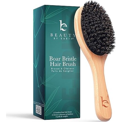 Boar Bristle Hair Brush for Women and Men, Natural 100% Soft Boars Hairbrush for Fine and Thin Hair