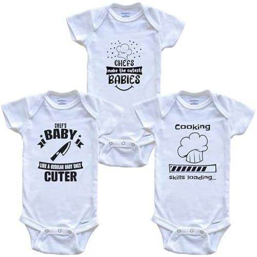 Cooking Chef Funny Cute Baby Bodysuit Bundle (3 Piece Set)
