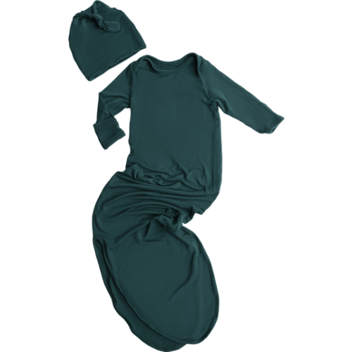 Knotted Baby Gown and Hat, 0-3M