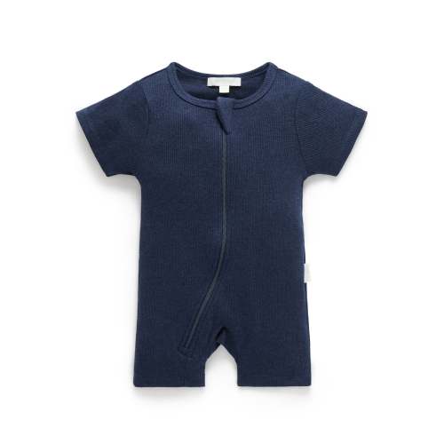 Short Ribbed Zip Growsuit