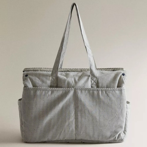 STRIPED COTTON DIAPER BAG