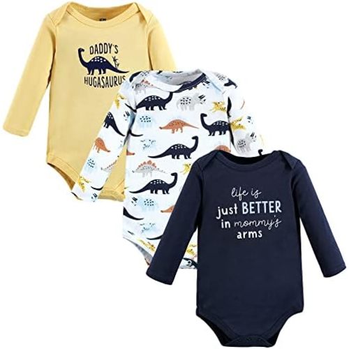 Hudson Baby baby-boys Cotton Long-sleeve Bodysuits 3-pack