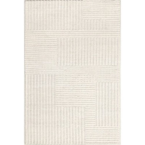 Nuloom Dorene Contemporary High-Low Striped Wool Area Rug, 5' x 8', Ivory