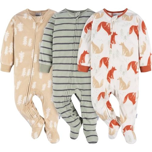 Gerber baby-boys Fleece Footed Pajamas 3-pack