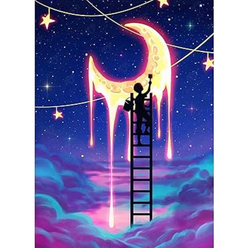 DIAMOND ART CLUB Paint The Moon Diamond Painting Kit, Fun DIY Crafts for Adults, Square Diamond Art Canvas, 13" x 18"