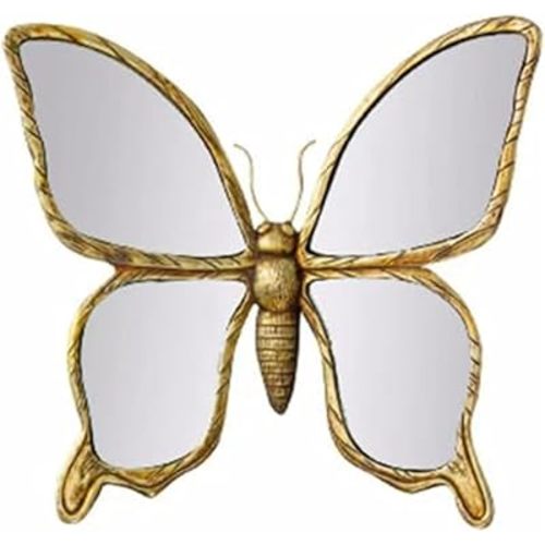 Gold Butterfly Wall Decoration Hanging Mirror, Vintage Butterfly Resin Creative Wall Accessoires for Tabletop,Shelf,Office,Home,Living Room,Dining Room Decor