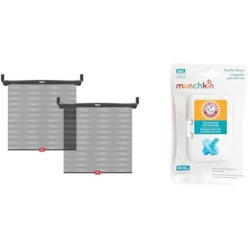 Munchkin® Brica® 2 Count Car Window Roller Shade with White Hot® Heat Alert and Arm & Hammer 36 Count Pacifier Wipes