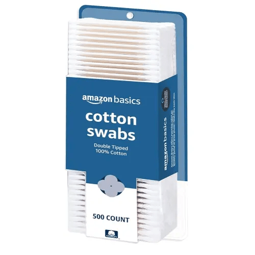 Amazon Basics Cotton Swabs for Personal Hygiene and Baby Care, 500 Count, 1 Pack