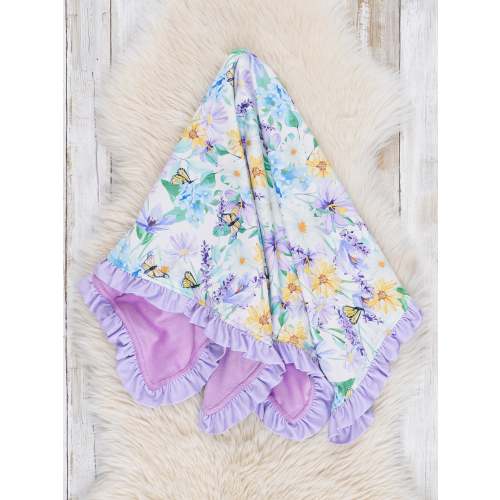 Lavender Daisy Garden Minky Blanket