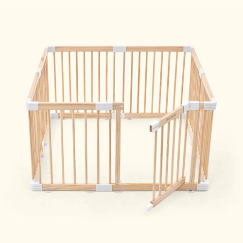 HARPPA Wooden Baby Gate Playpen | Non-Toxic Foldable DIY Adjustable Play Yard for Infants & Toddlers – Natural Finish Baby Fence for Small & Large Spaces