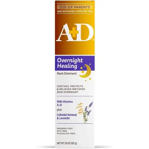 A+D Overnight Healing Diaper Rash Ointment - Soothes, Protects & Relieves Diaper Rash Overnight with Lavender & Colloidal Oatmeal - Healing Ointment for Red, Itchy, Irritated Skin - 3.6oz