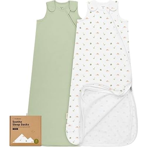 2-Pack Organic Baby Sleep Sacks, 100% Cotton - Soft & Breathable 0.5TOG Baby Wearable Blanket, Toddler Sleeping Sack 18-24 months, Easy to Wear Transitional Swaddles for Newborns,Infants(Roarsome, L)