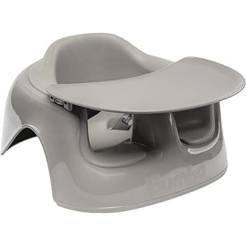 Bumbo Plastic Floor Seat Lite & Tray Combo for Babies 3 to 12 Months, Breige - Lightweight Portable Baby Chair with Large Legroom and 3-Point Harness for Feeding and Play