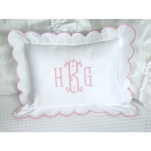 Embroidered Initial Monogram Baby Pillow Personalized, Scallop Pillow Sham, Baby Decor Personalized, Monogram Nursery Pillow, Baby Gift