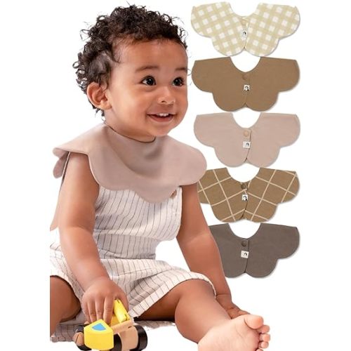 Konny Baby Bibs Set, 360 ​​° Rotate, Soft and Absorbent Bandana Drooling for Boys Girls baby Essentials
