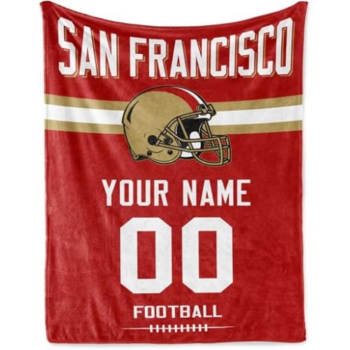Custom San Francisco Blankets with Names and Numbers Personalized Flannel Blankets Gifts for Sports Enthusiasts Fans