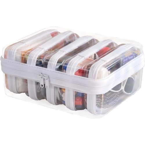 4 pcs Clear Zipper Pouches,Hard Shell Zipper Case, Toiletry Bag for Travel, CLear Diaper Bag, Toiletry Pouch, Travel Organizer, Cosmetic Bag,Toy Storage Bins (M+3S)