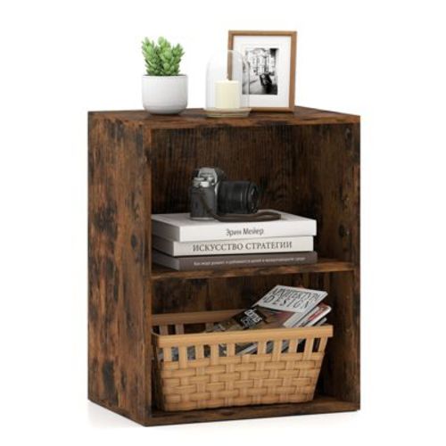 Costway 2-Cube Bookcase w/ 5-Position Adjustable Shelf Anti-Toppling Kits for Study Rustic Brown