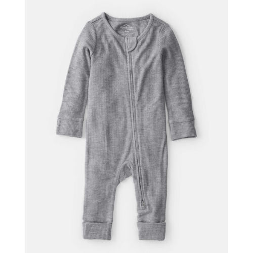 Baby Boy Solid PurelySoft Long-Sleeve 2-Way Zip Sleep & Play Pajamas - Grey | Carter's