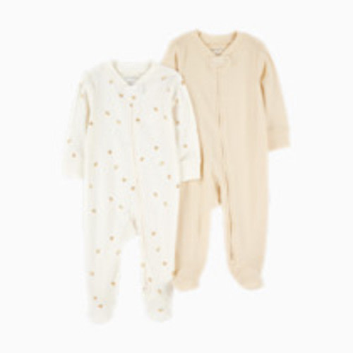 Carter's 2-Way Zip Cotton Sleep & Plays (2 Pack) - Striped Duck Print, Newborn