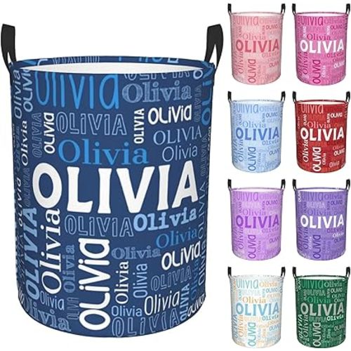Custom Name Laundry Hamper, Personalized Laundry Basket with Name for Boys Girls Kids Men Women, Customized Name Dirty Clothes Basket Gifts for Clothes Toy Bathroom Bedroom Laundry Room Dorm