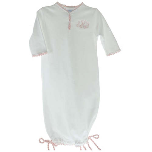 Pixie Lily Drawstring Gown Baby Girl White Pink Coming Home Outfit - Hiccups Children's Boutique