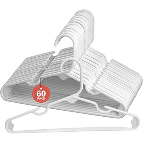 White Nursery Hangers 60 Pack for Baby, Toddler, Kids, Children (White 60 Pack)
