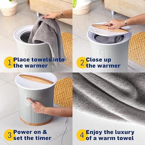 Live Fine Towel Warmer | Bucket Style Luxury Heater with LED Display, Adjustable Timer, Auto Shut-Off | Fits 40” x 70” Oversized Towel