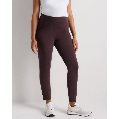 SuperSoft Fleece Maternity Over Belly Joggers in Dried Fig