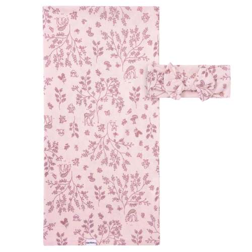 2-Piece Baby Girls Deer Swaddle and Headband Set
