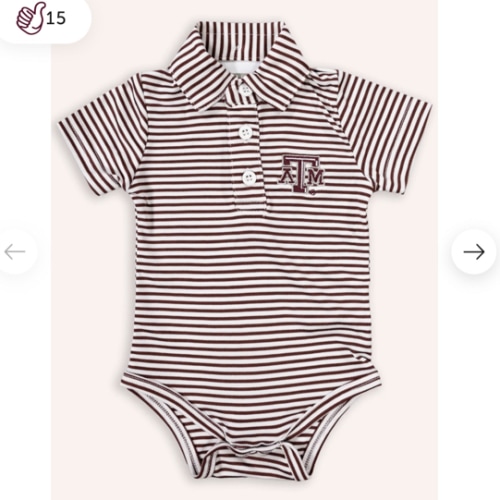 Texas A&amp;M Infant Striped Bodysuit Polo