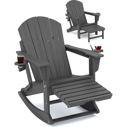 Adirondack Rocking Chair with Ottoman and Cup Holders