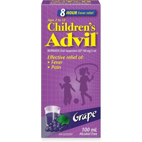 Children's Advil (100 ML, Grape Flavour) Ibuprofen Suspension Temporary Fever Reducer